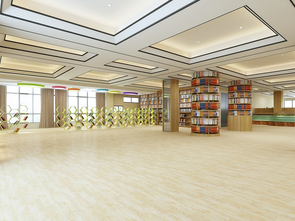 合肥45中内部图书馆装修设计案例(图2) 合肥45中内部图书馆装修设计案例(图2)