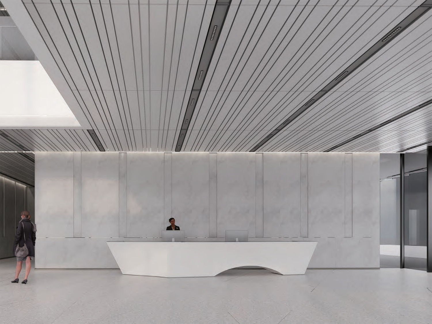 合肥西普产业园武警装备新场地接待大厅装修设计案例(图1)