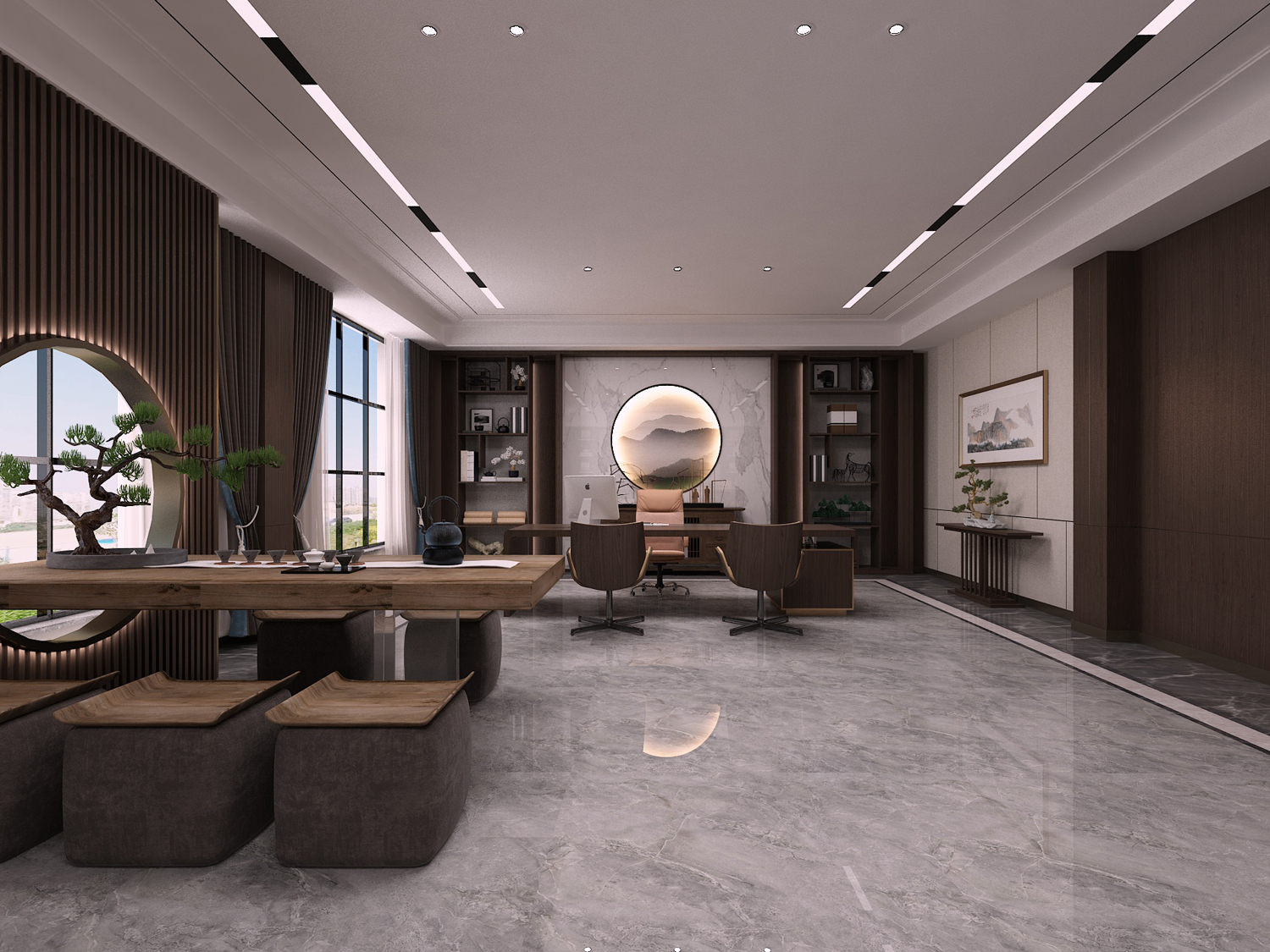 安徽半山装饰带你了解新中式办公室装修(图1)