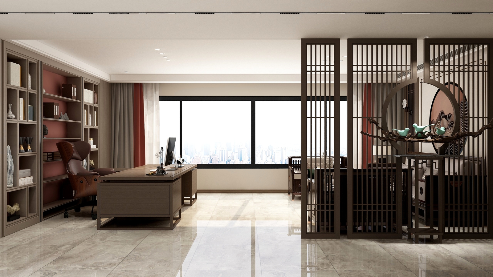 合肥600平方新中式工作室装修设计项目(图1) 合肥600平方新中式工作室装修设计项目(图1)